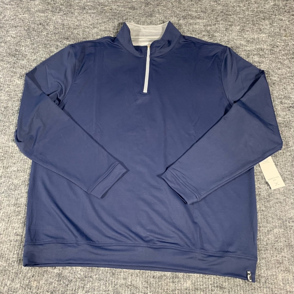 Kenneth Cole Shirt Mens 2XL XXL Blue‎ Golf Long Sleeve Performance Stretch New